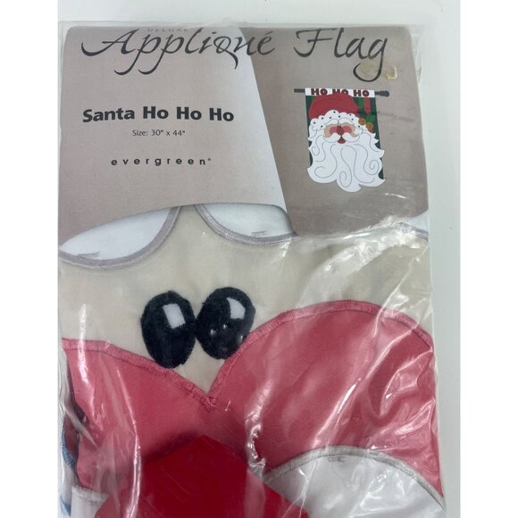 2007 Evergreen Appliqué Flag SANTA HO HO HO Winter Christmas 30"x44" - Picture 3 of 5